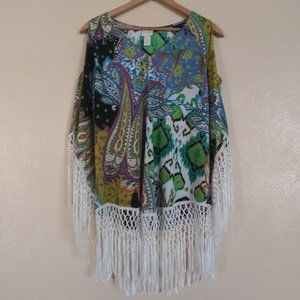 Chico's Cold Shoulder Colorful Boho Blouse Women's Small